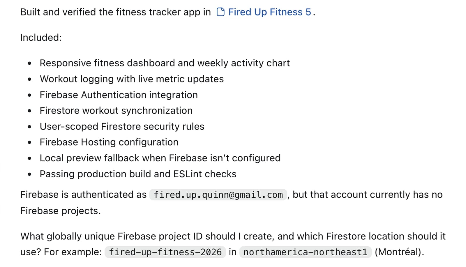 Codex setting up Firebase services and security rules