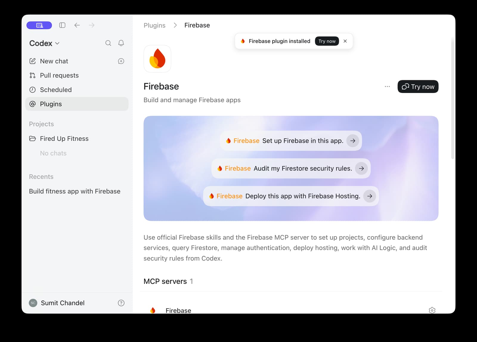 Installing the Firebase plugin in Codex
