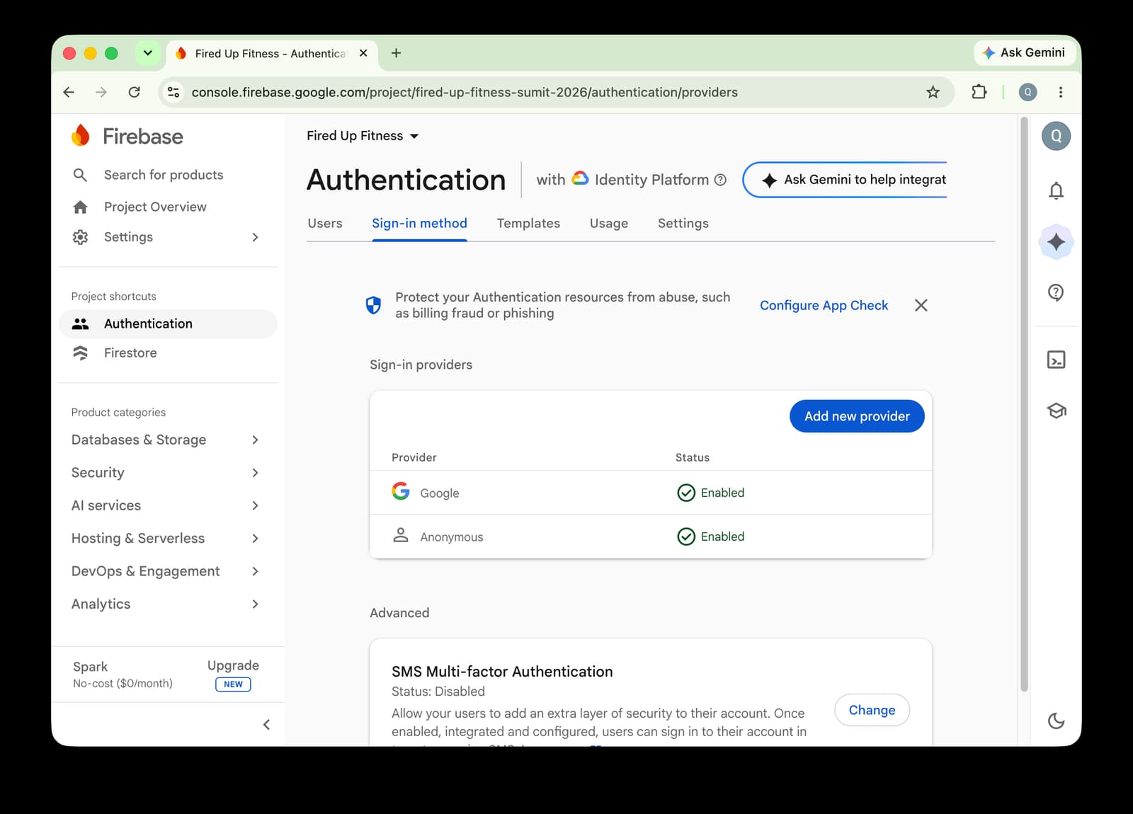 Google Sign-In enabled in Firebase console