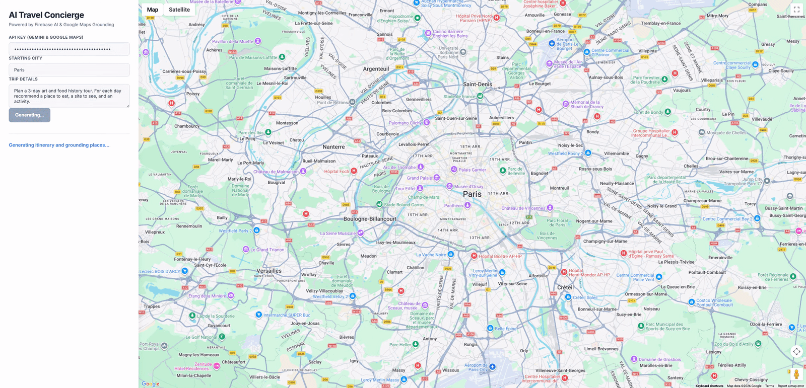 Demo app showing Grounding with Google Maps inside Firebase AI Logic