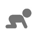 Create an icon of a crawling baby in the style where the head is a simple circle, and there is no skin color, just gray.