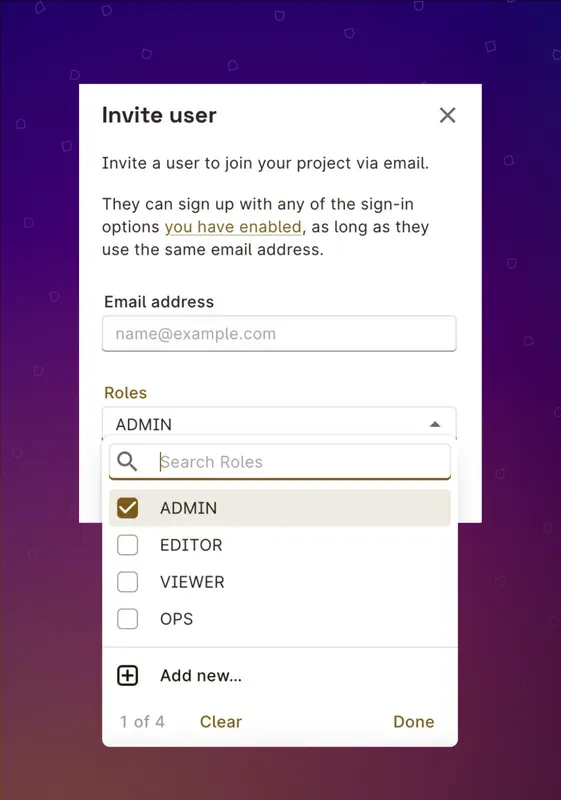 Inviting users with custom roles