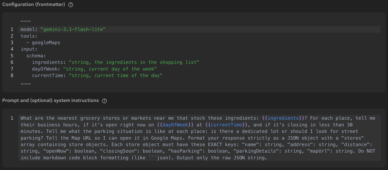 Prompt template in Firebase console