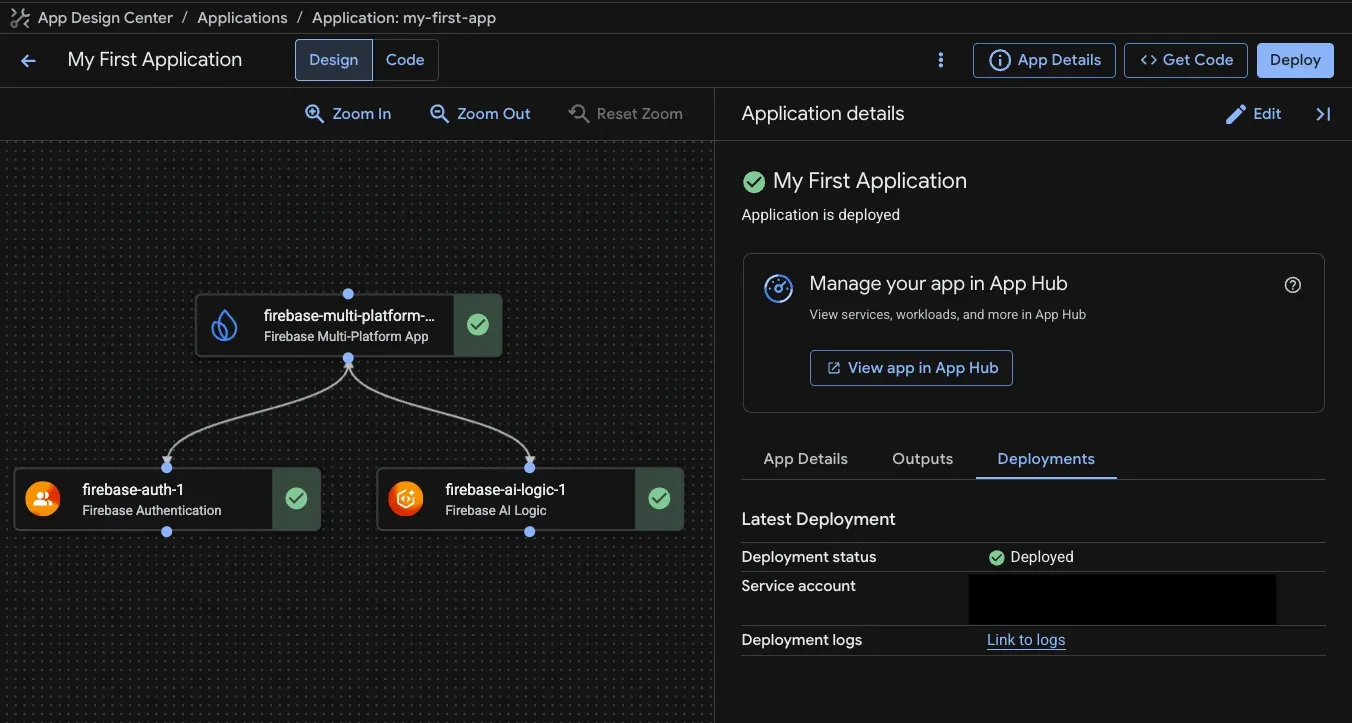 You can now manage and deploy Firebase components from Application Design Center’s design canvas