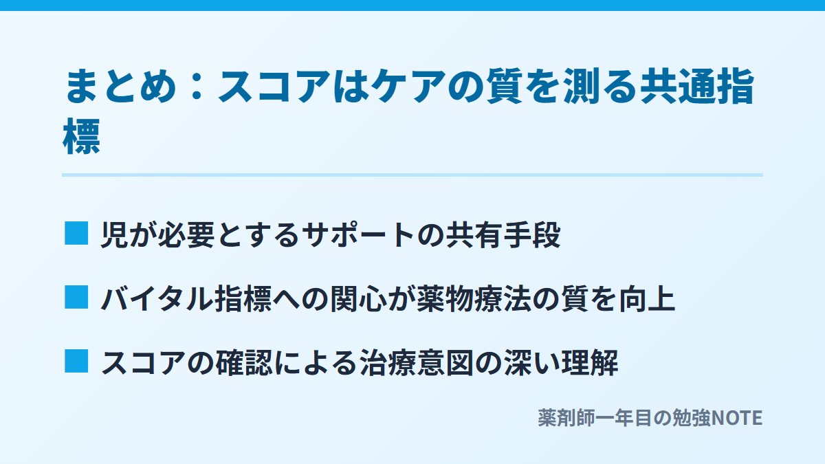 まとめ：スコアはケアの質を測る共通指標