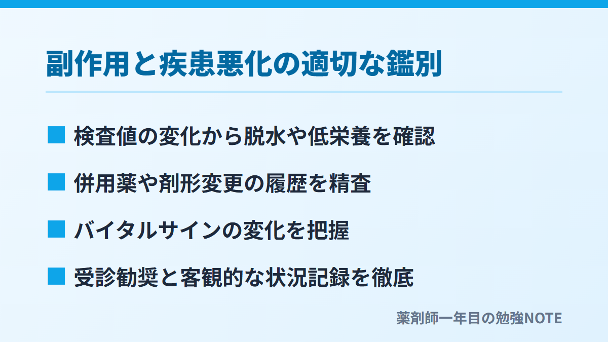 副作用と疾患悪化の適切な鑑別