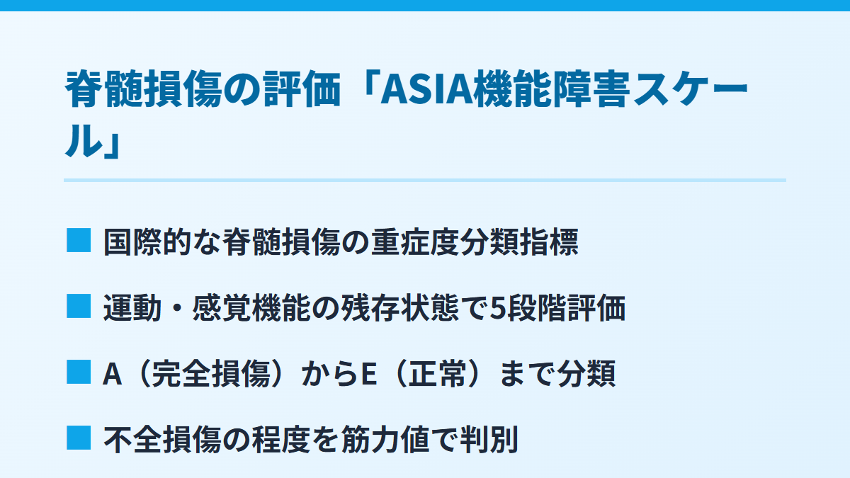 脊髄損傷の評価「ASIA機能障害スケール」