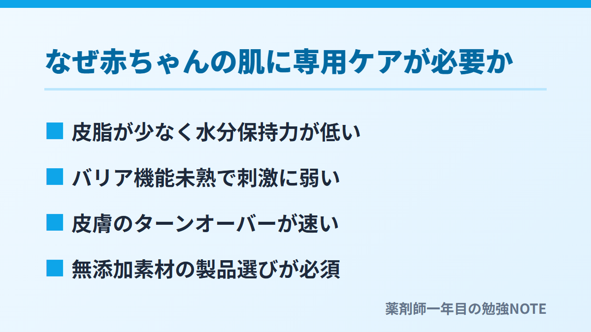 なぜ赤ちゃんの肌に専用ケアが必要か
