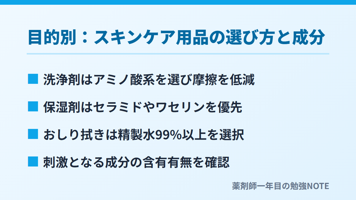 目的別：スキンケア用品の選び方と成分