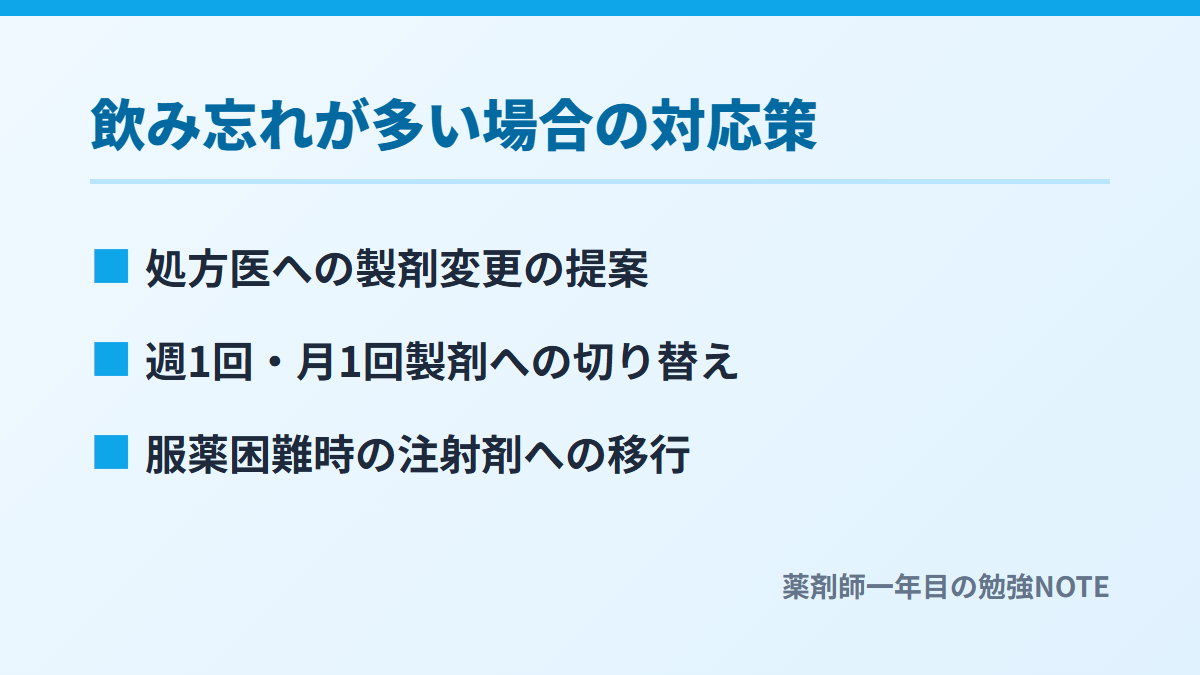 飲み忘れが多い場合の対応策