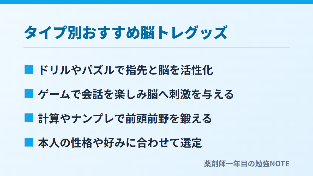 タイプ別おすすめ脳トレグッズ