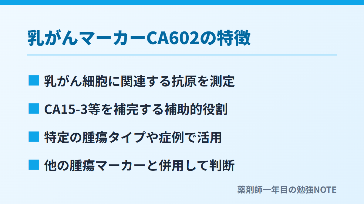 乳がんマーカーCA602の特徴