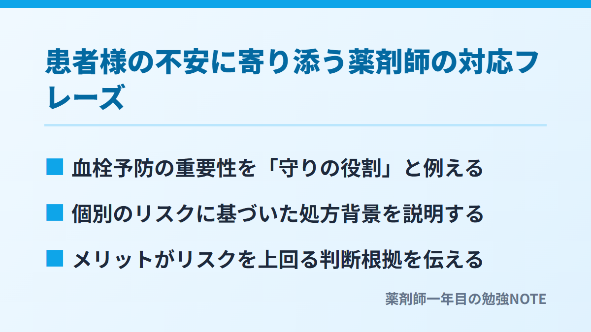 患者様の不安に寄り添う薬剤師の対応フレーズ