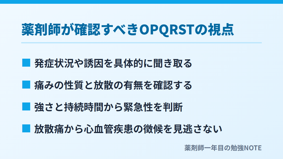 薬剤師が確認すべきOPQRSTの視点