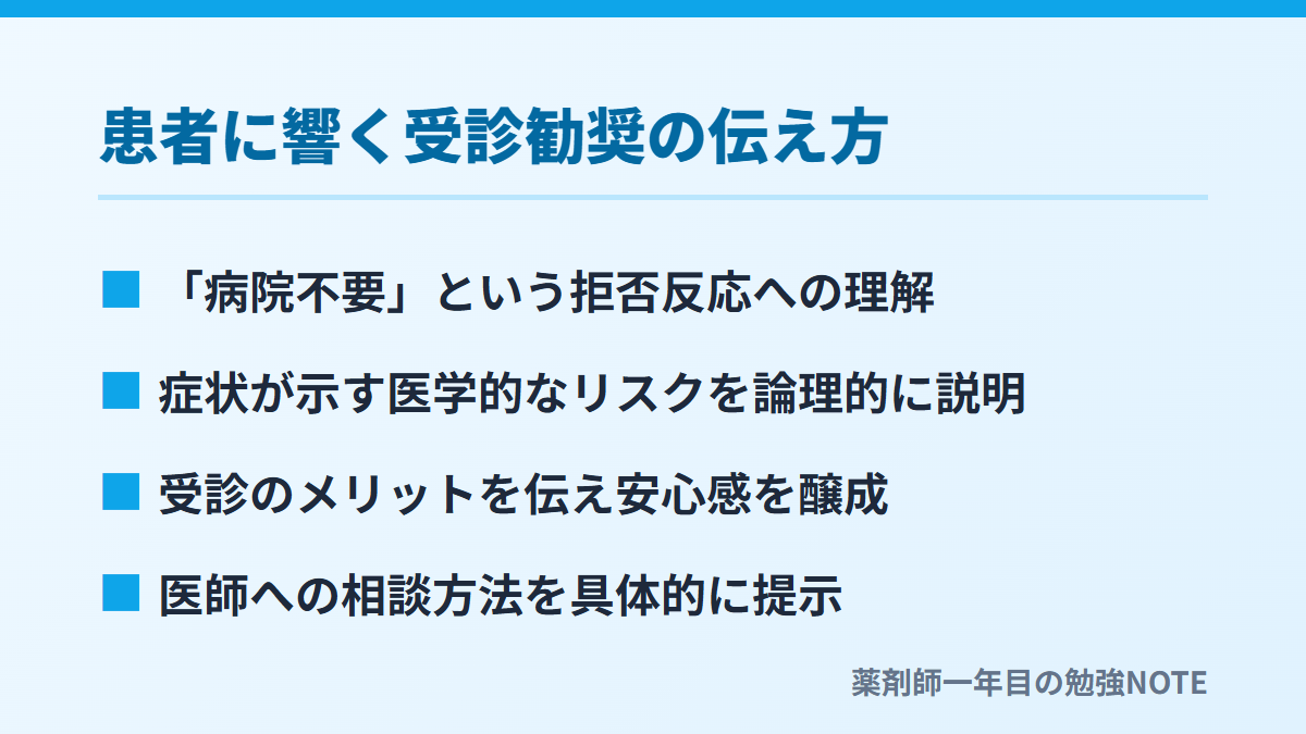 患者に響く受診勧奨の伝え方