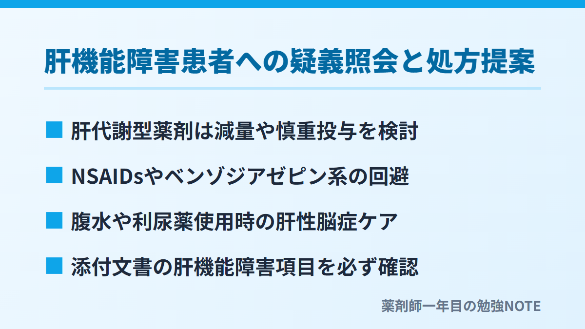 肝機能障害患者への疑義照会と処方提案