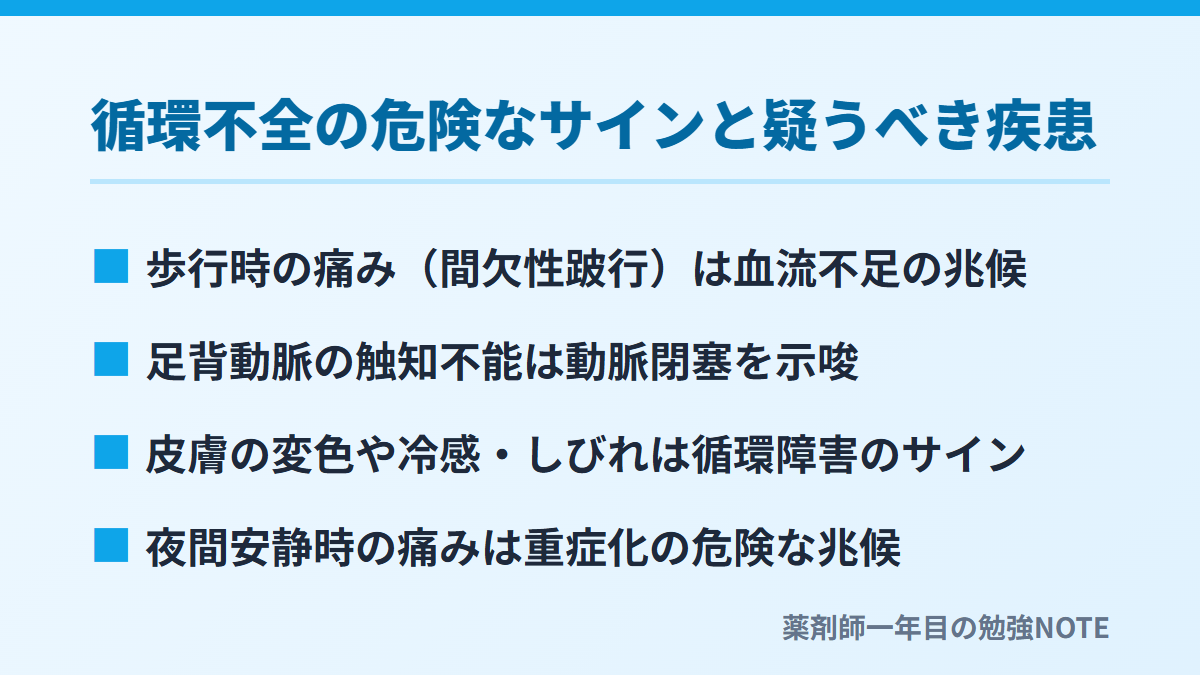 循環不全の危険なサインと疑うべき疾患