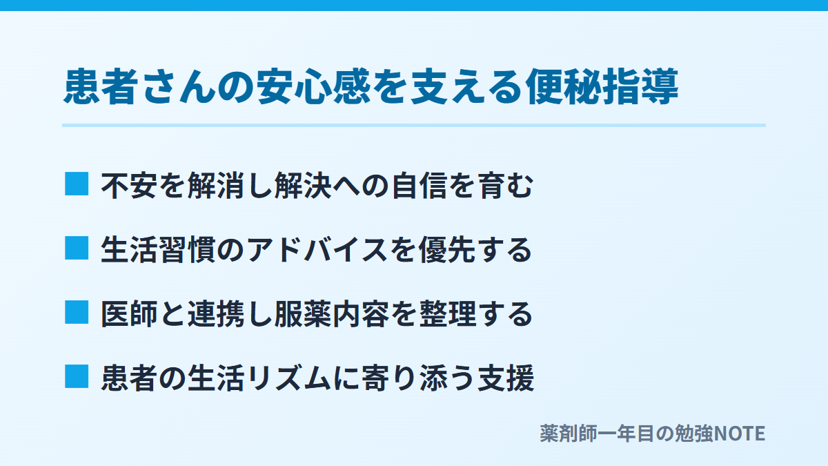 患者さんの安心感を支える便秘指導