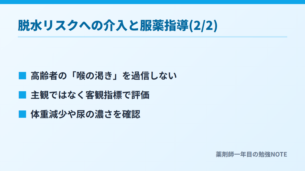 脱水リスクへの介入と服薬指導(2/2)
