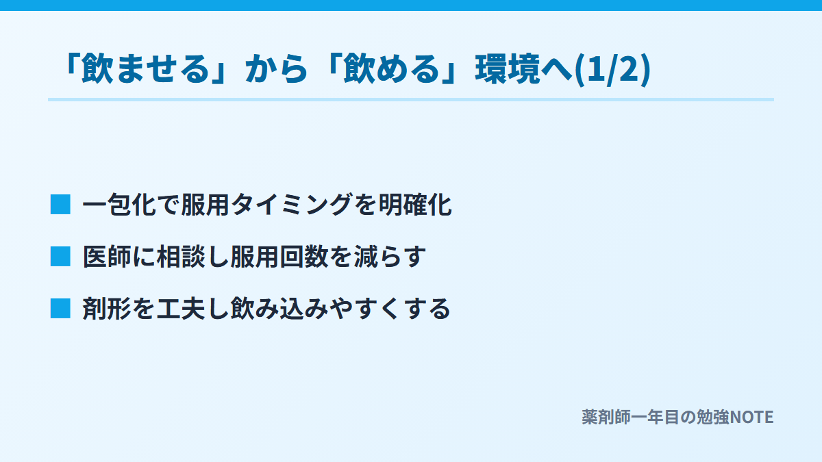「飲ませる」から「飲める」環境へ(1/2)