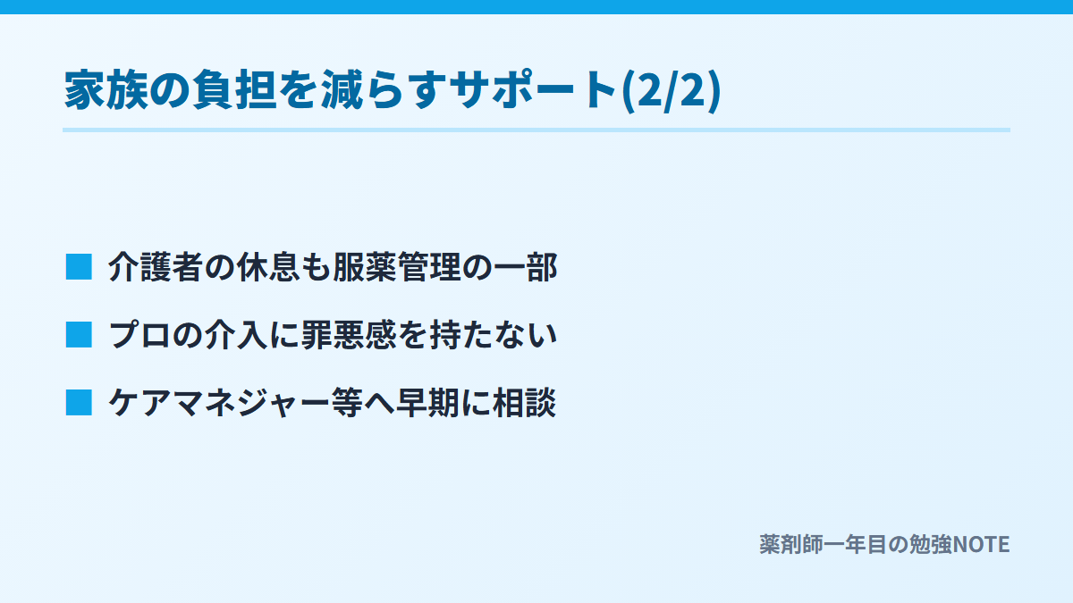 家族の負担を減らすサポート(2/2)