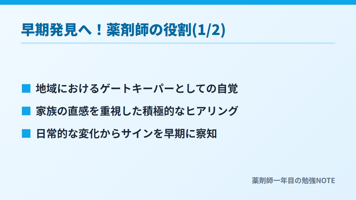 早期発見へ！薬剤師の役割(1/2)