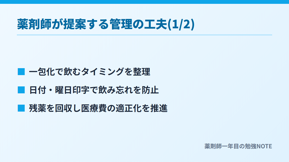 薬剤師が提案する管理の工夫(1/2)