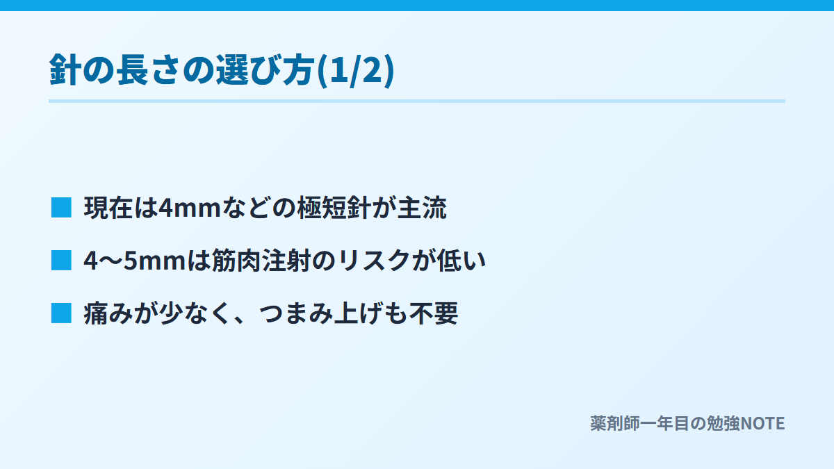 針の長さの選び方(1/2)