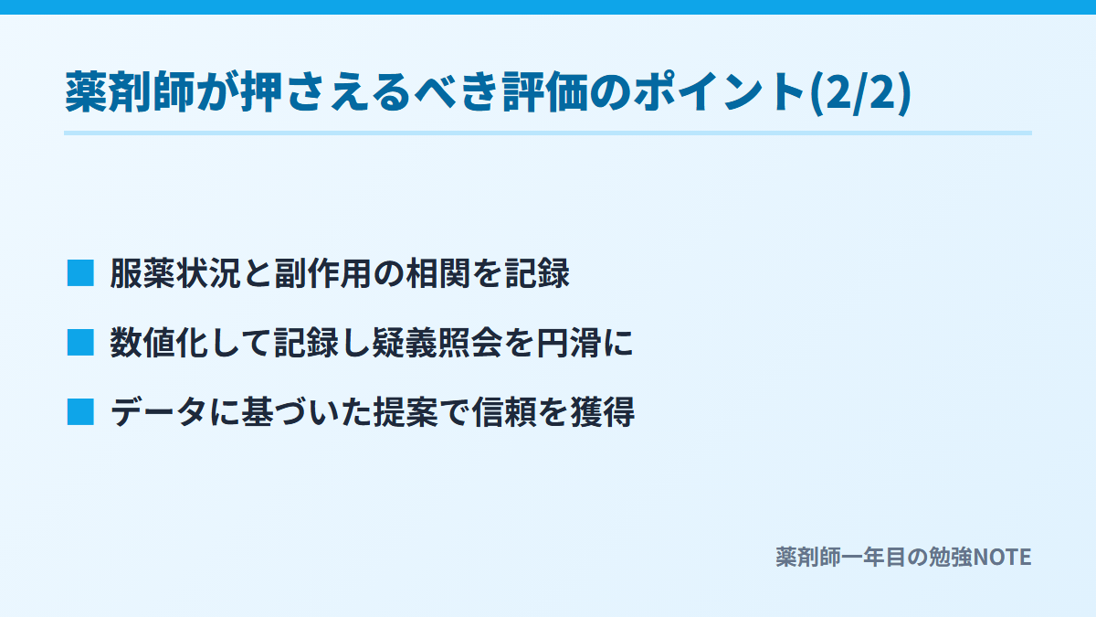 薬剤師が押さえるべき評価のポイント(2/2)