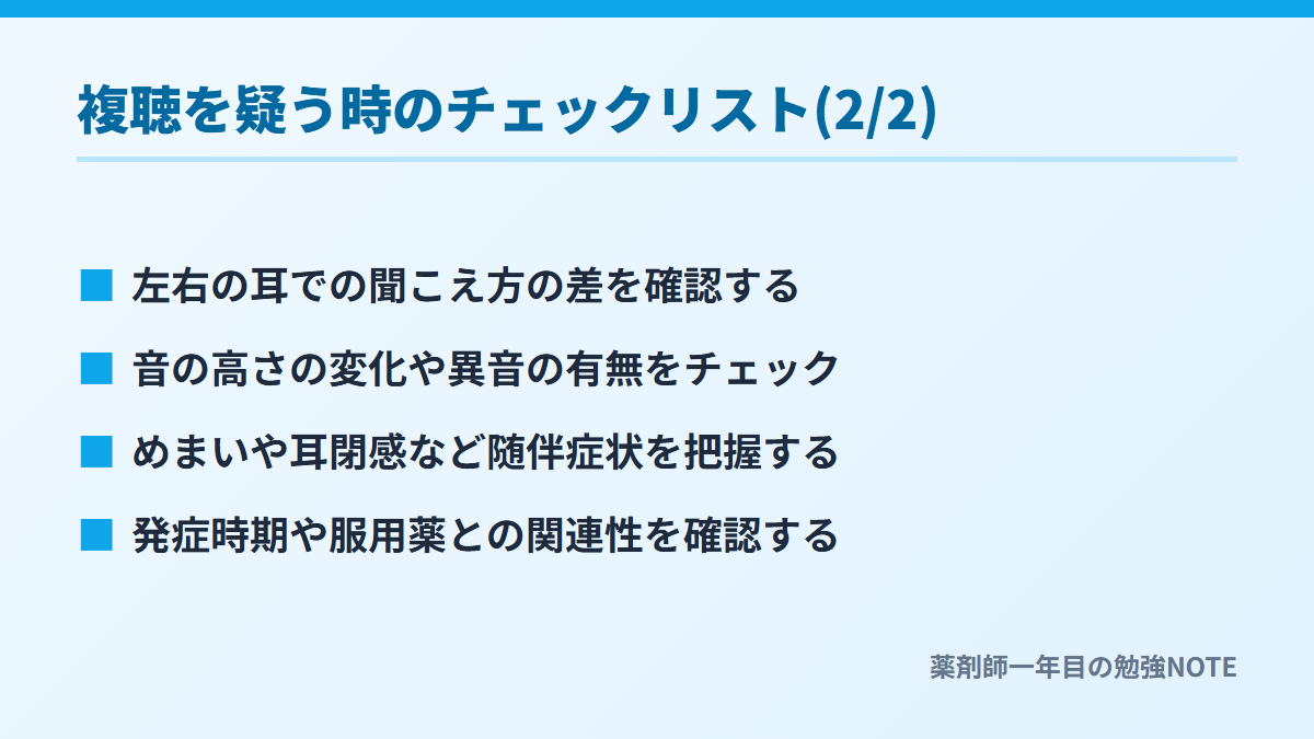 複聴を疑う時のチェックリスト(2/2)