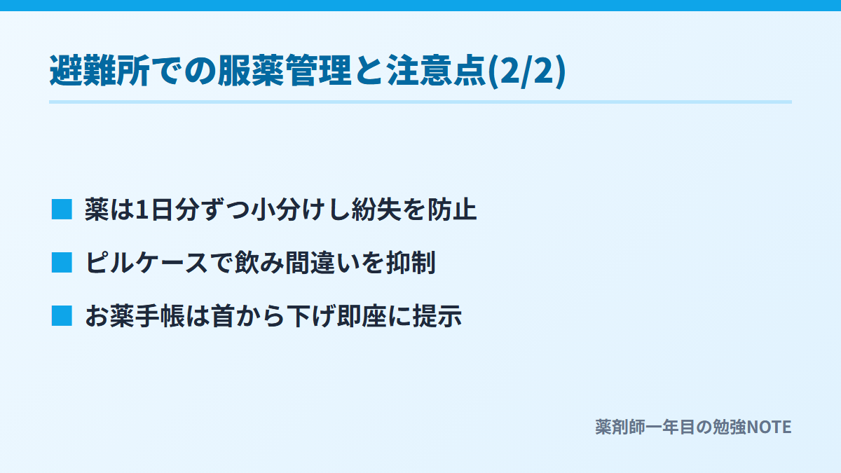 避難所での服薬管理と注意点(2/2)
