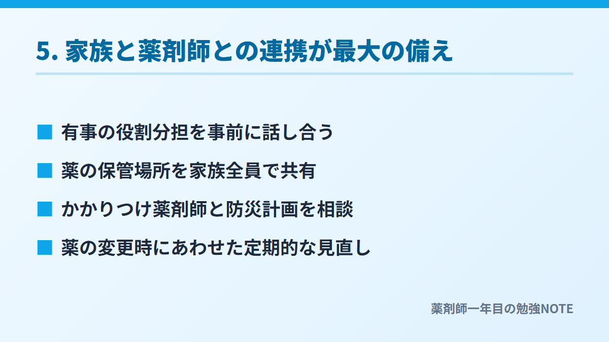 5. 家族と薬剤師との連携が最大の備え
