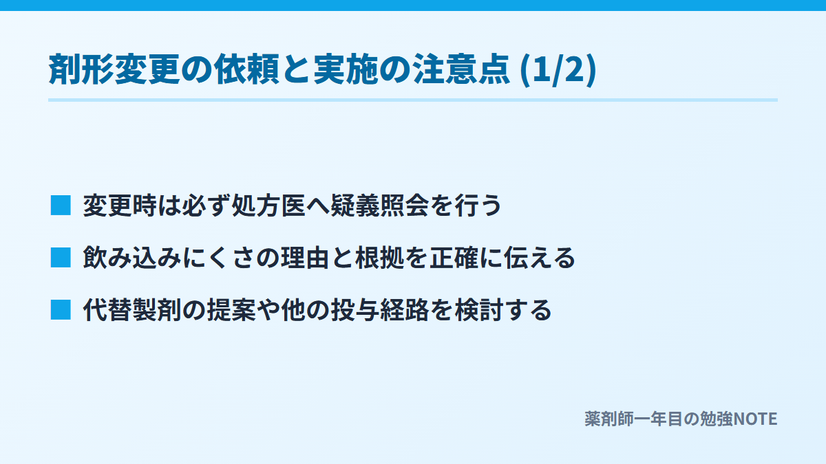剤形変更の依頼と実施の注意点 (1/2)