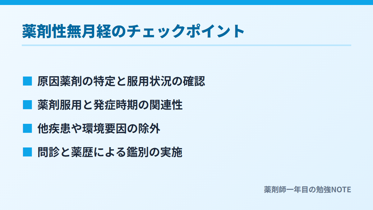 薬剤性無月経のチェックポイント