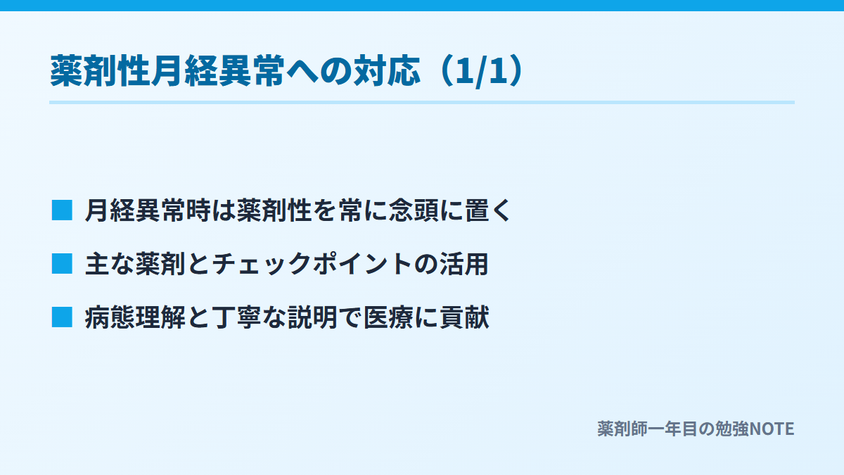 薬剤性月経異常への対応（1/1）
