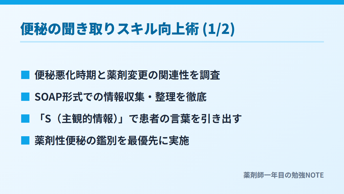 便秘の聞き取りスキル向上術 (1/2)