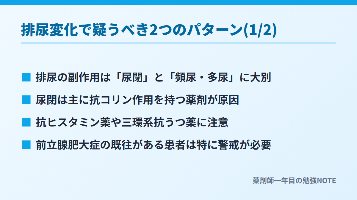 排尿変化で疑うべき2つのパターン(1/2)