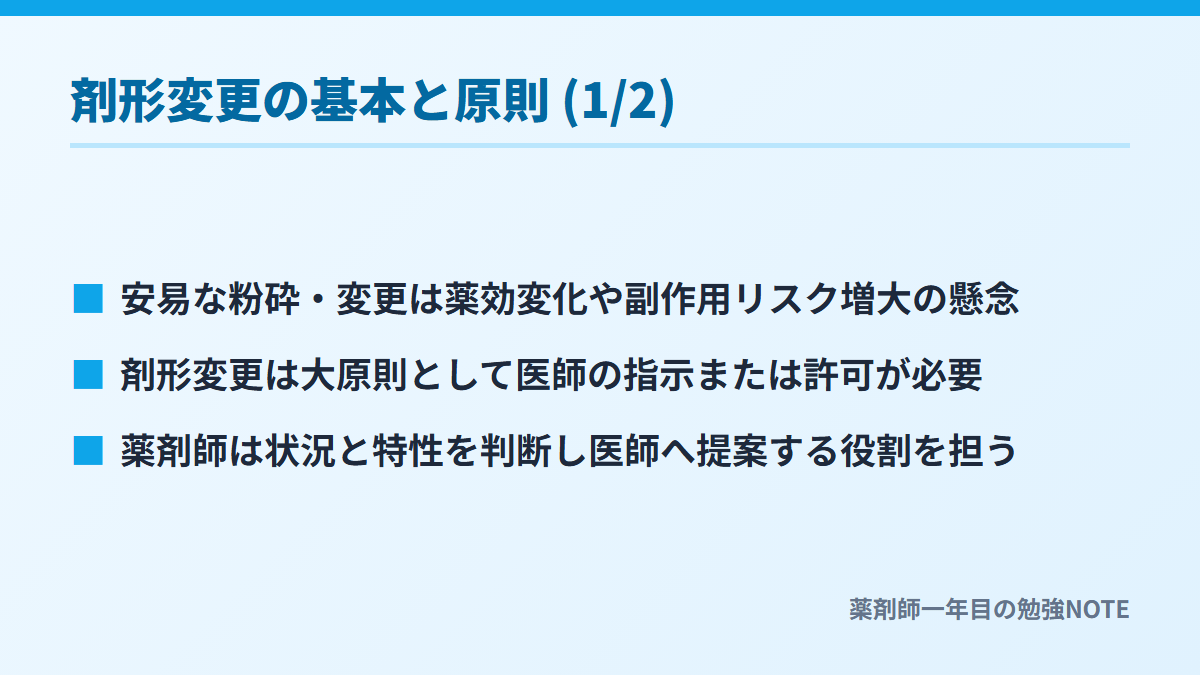 剤形変更の基本と原則 (1/2)