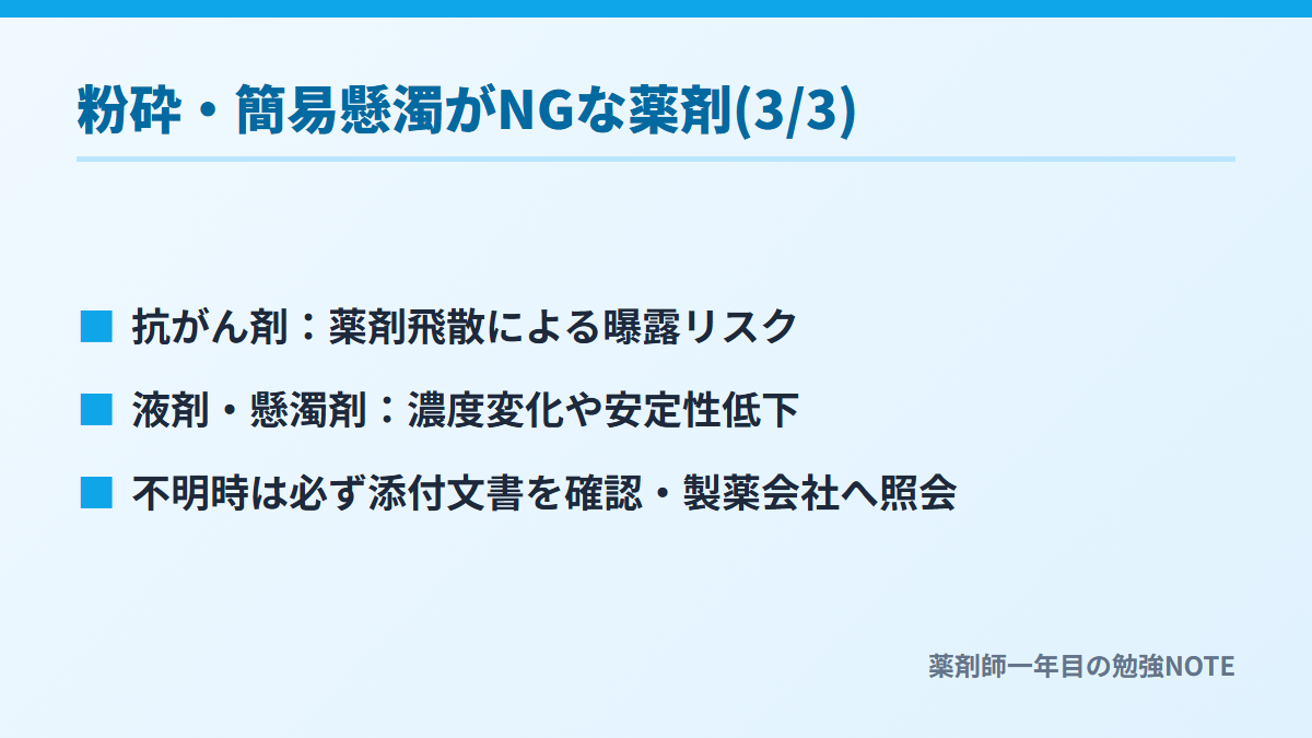 粉砕・簡易懸濁がNGな薬剤(3/3)
