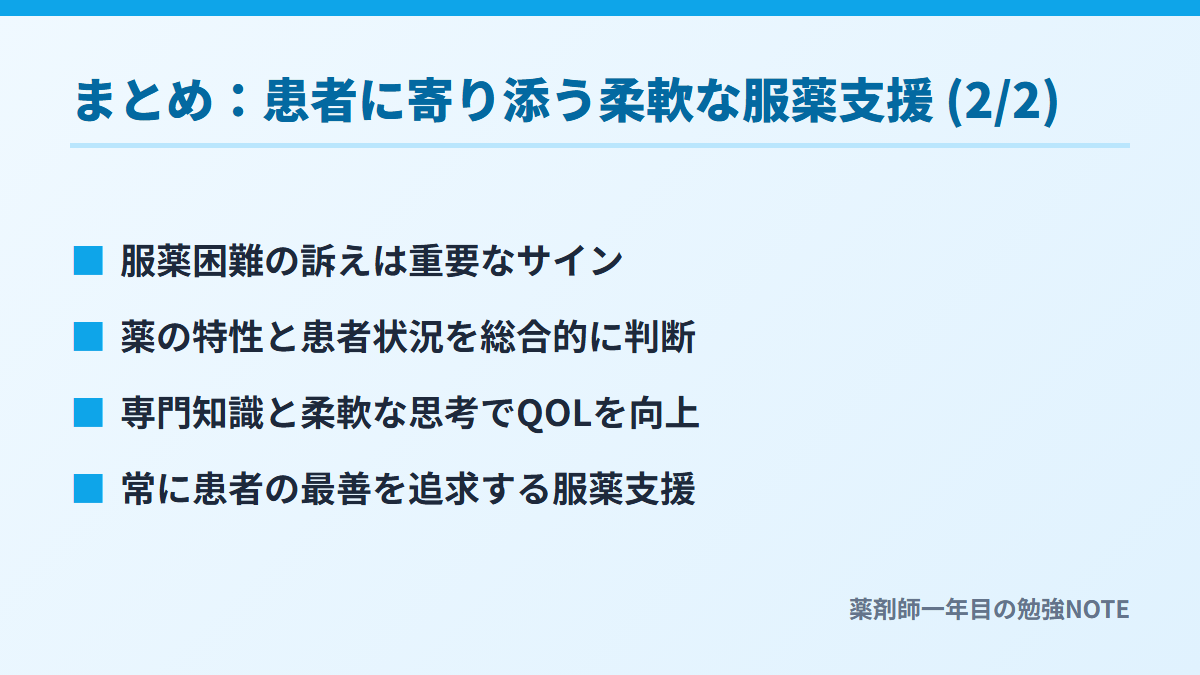 まとめ：患者に寄り添う柔軟な服薬支援 (2/2)