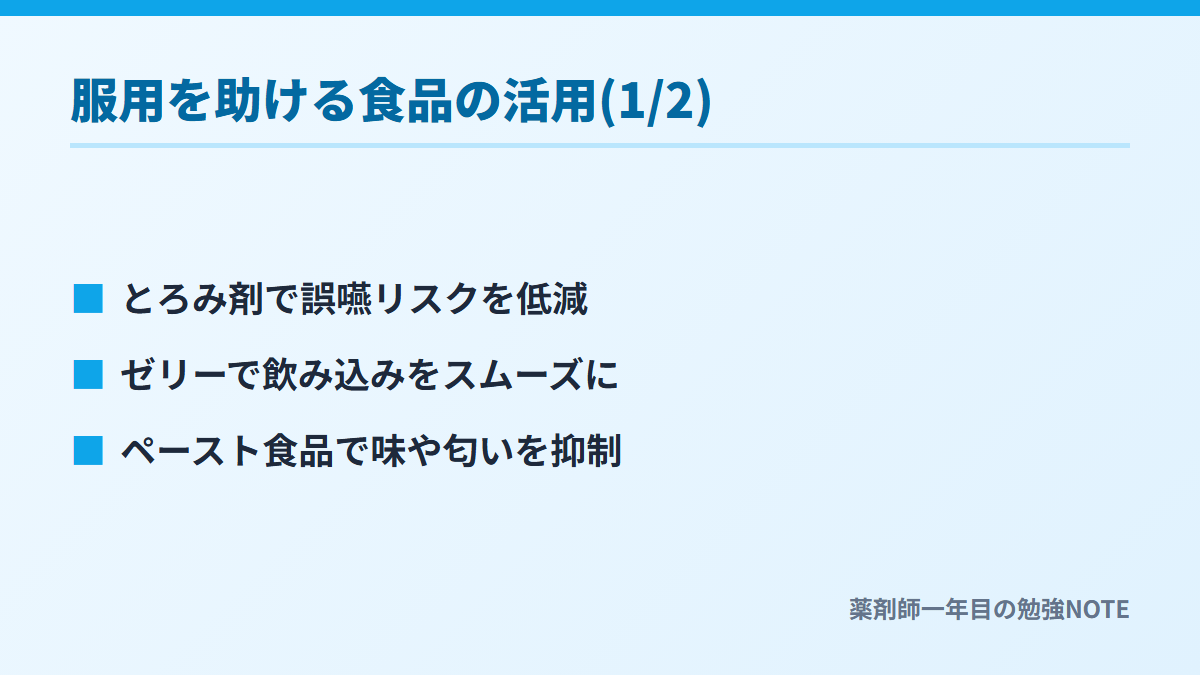 服用を助ける食品の活用(1/2)