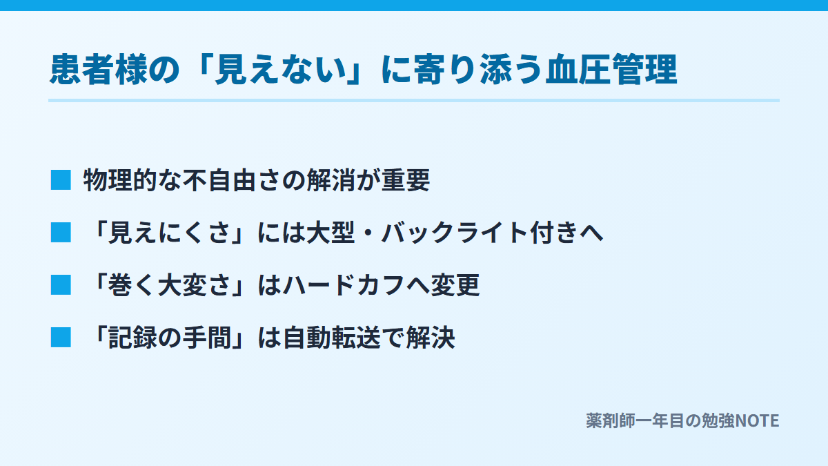 患者様の「見えない」に寄り添う血圧管理