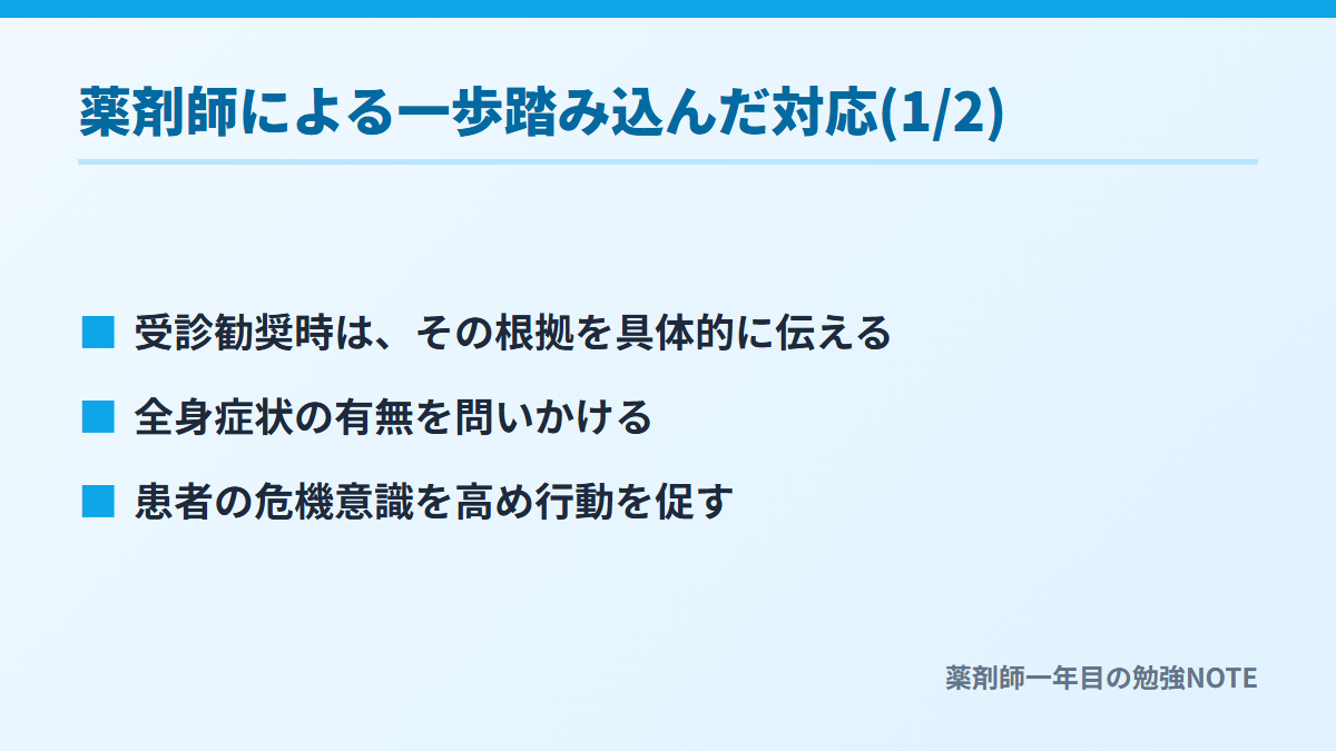 薬剤師による一歩踏み込んだ対応(1/2)