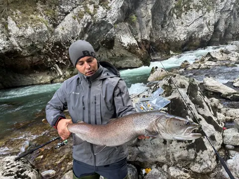Guest catch during a guided fishing session on the Lim river in Montenegro