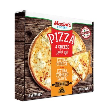 Maxims Pizza 4 Cheese | Four Cheese Frozen Pizza – Cheesy, Convenient & Ready to Bake