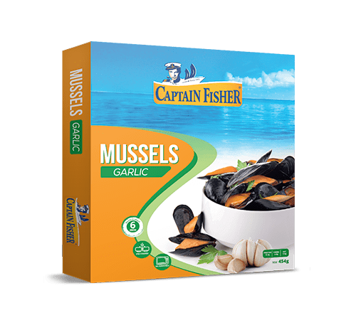 Captain Fisher Butter & Garlic Mussels | Frozen Mussels in Butter Garlic Sauce – Rich, Savory & Easy to Prepare