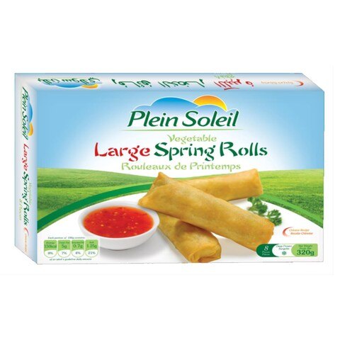 Plein Soleil Large Vegetable Spring Rolls 320g | Premium Frozen Vegetable Rolls