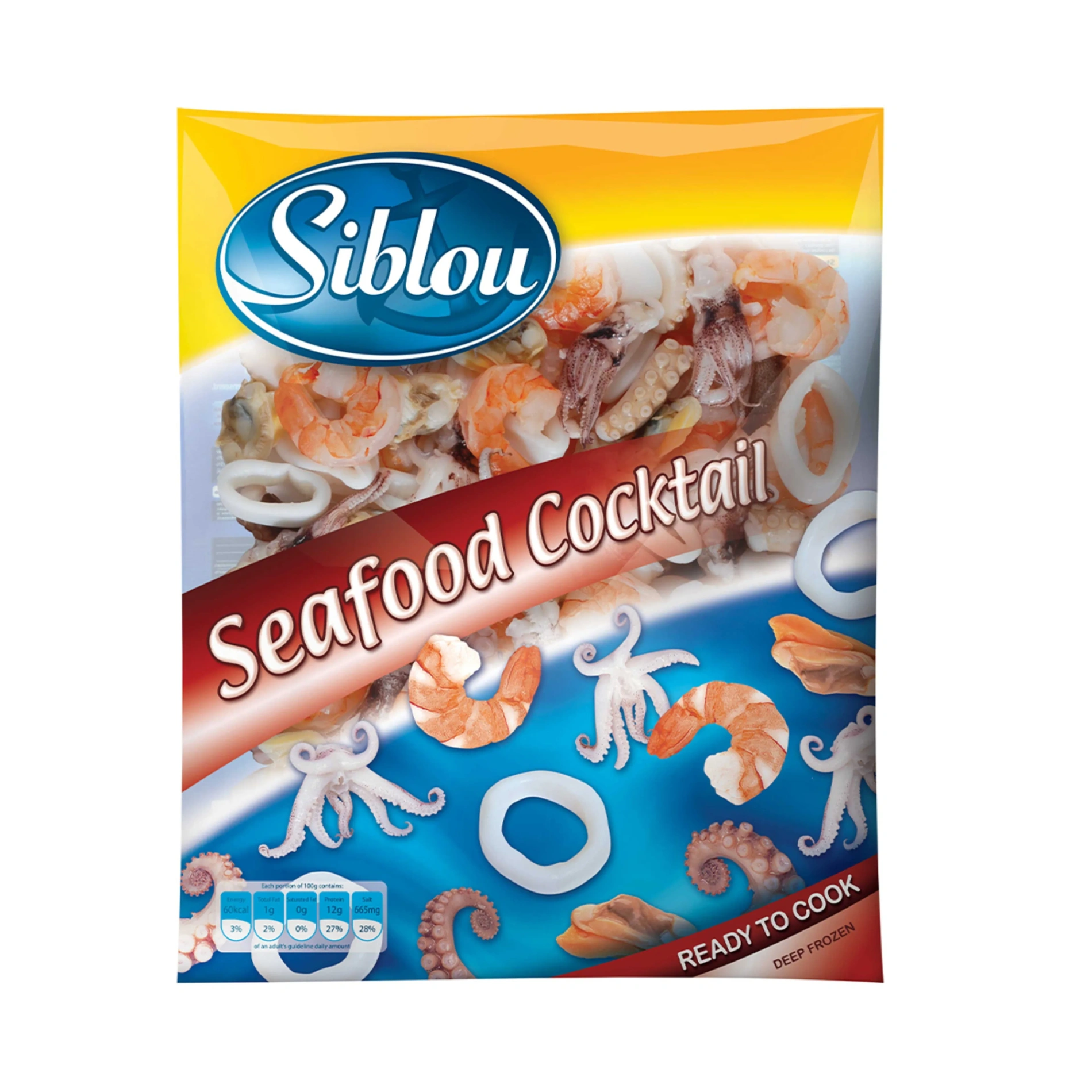 Siblou Seafood Cocktail Mix | Frozen Seafood Mix – Shrimp, Squid & Surimi for Meals