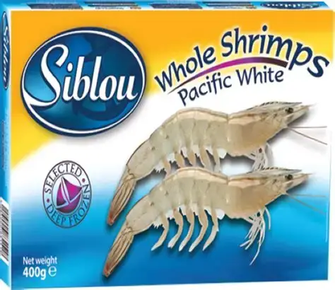 Siblou Whole Pacific White Shrimp 31/40 | Whole White Shrimp – Medium, Fresh Frozen & Versatile
