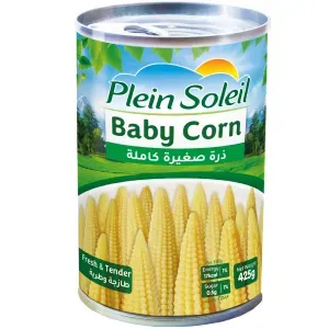 Plein Soleil Baby Corn 425g - Tender & Crunchy Canned Young Corn